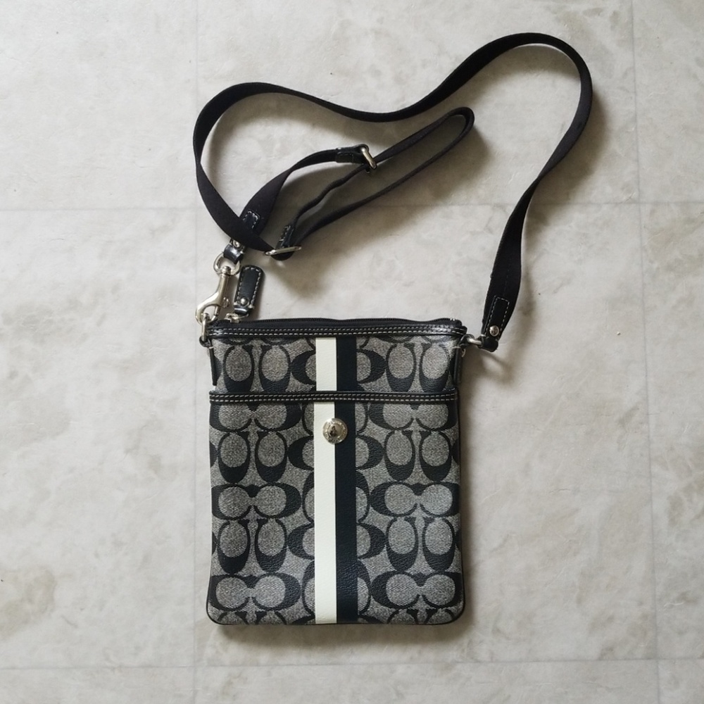 Coach Logo Saffiano Leather Crossbody Purse